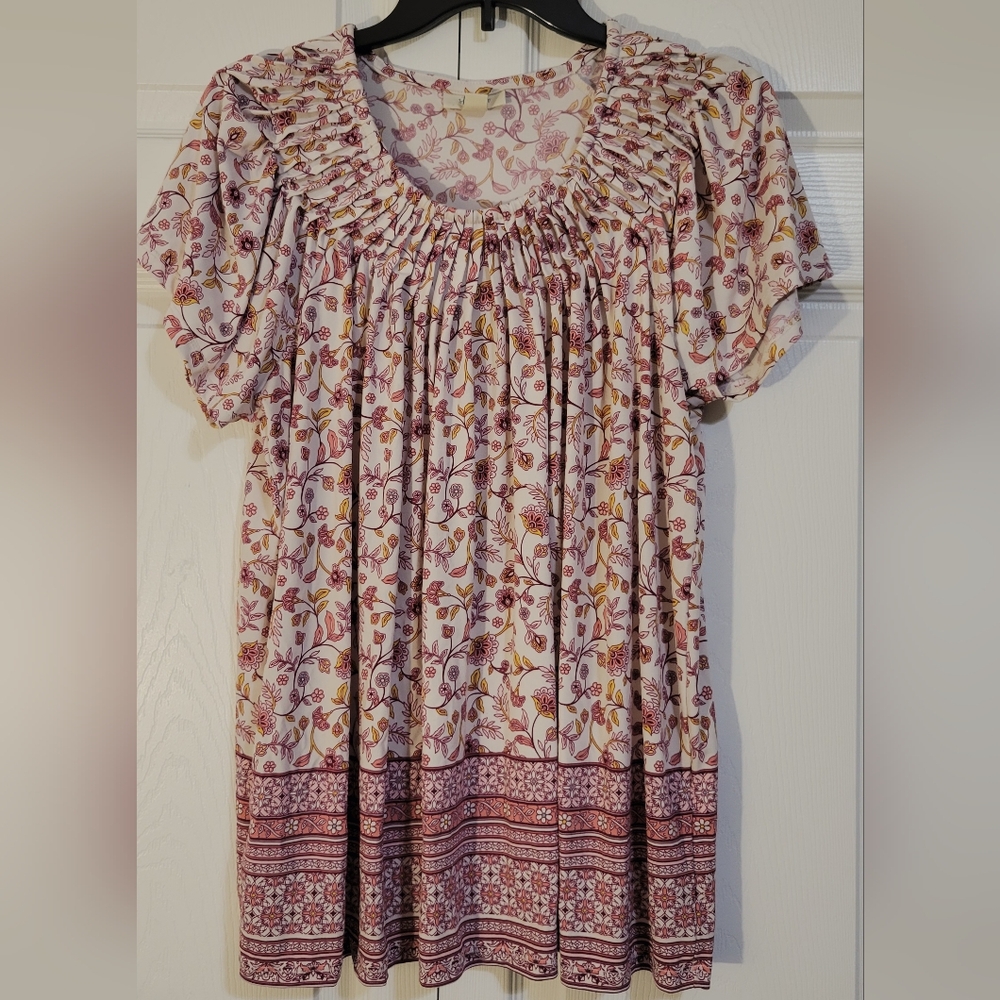 Style & Co. Floral Print Blouse in Pink and Cream